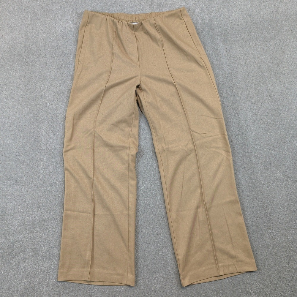J. Jill Trousers Women Small Petite Tan Camel Elastic Waist Pintuck Straight Leg
